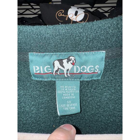 Vintage 90s Big Dogs Forest Green Fleece Sweater Size 3xl - Picture 3 of 4